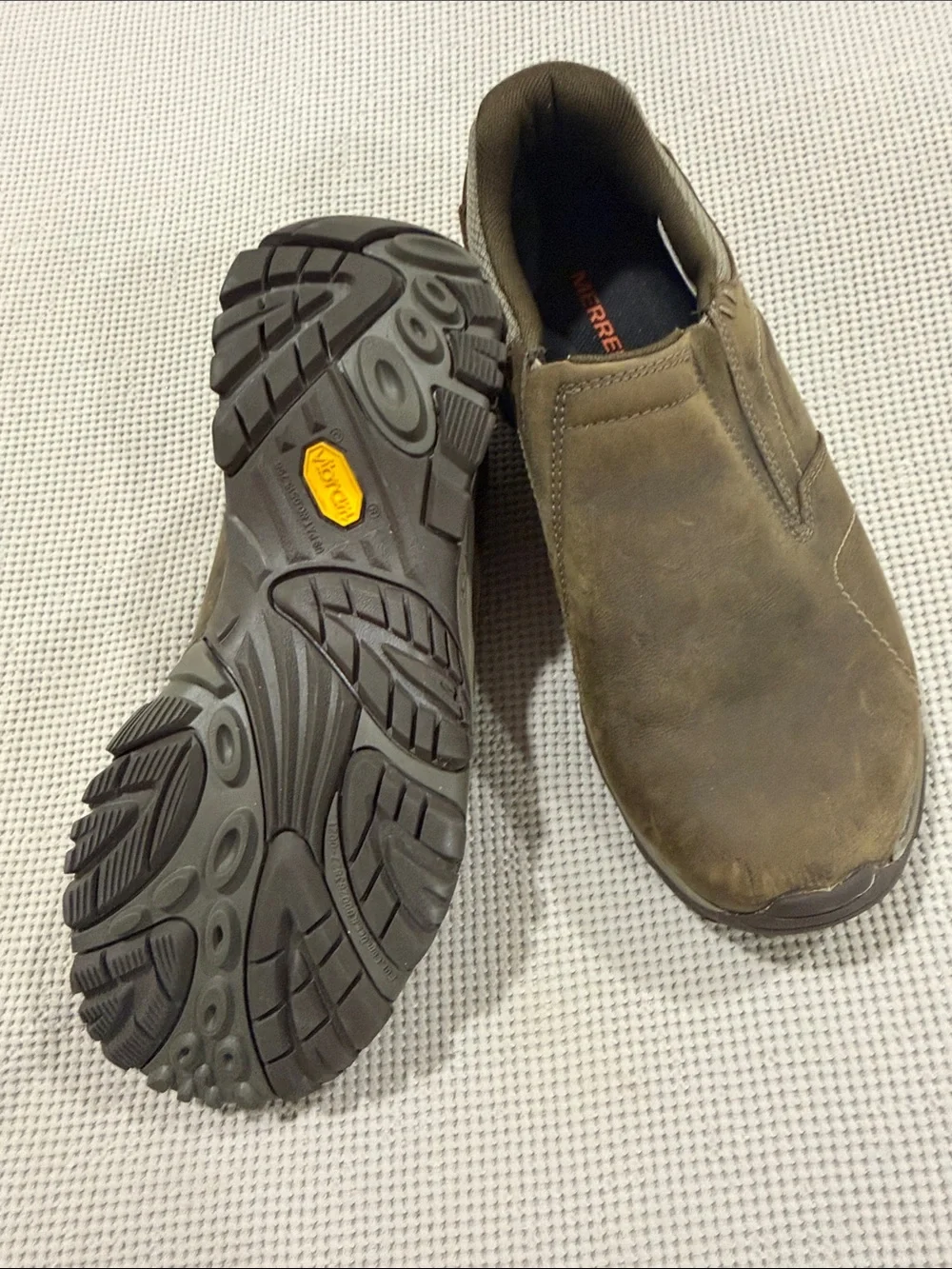 Merrell Men's Olive Brown Slip-On Leather Trail Shoes
